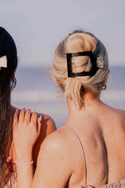 Square Flat Hair Clip | Jet Black