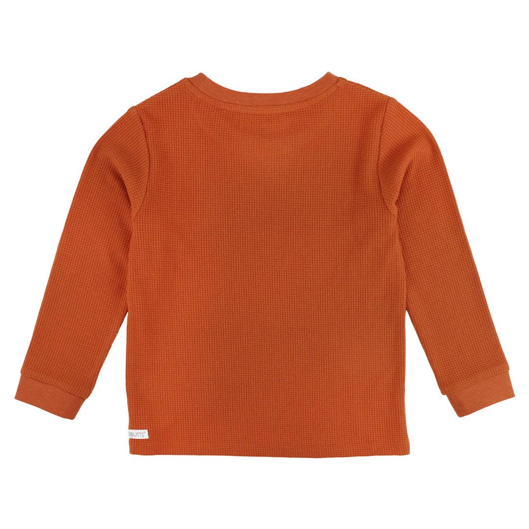 Rust Waffle Knit Crew Neck Shirt