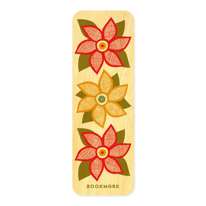 Poinsettias Holiday Mini Wood Bookmark