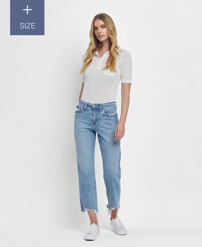Fondly PLUS SIZE HIGH RISE REGULAR STRAIGHT JEANS T6478-P