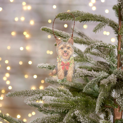 Yorkie Wreath Ornament