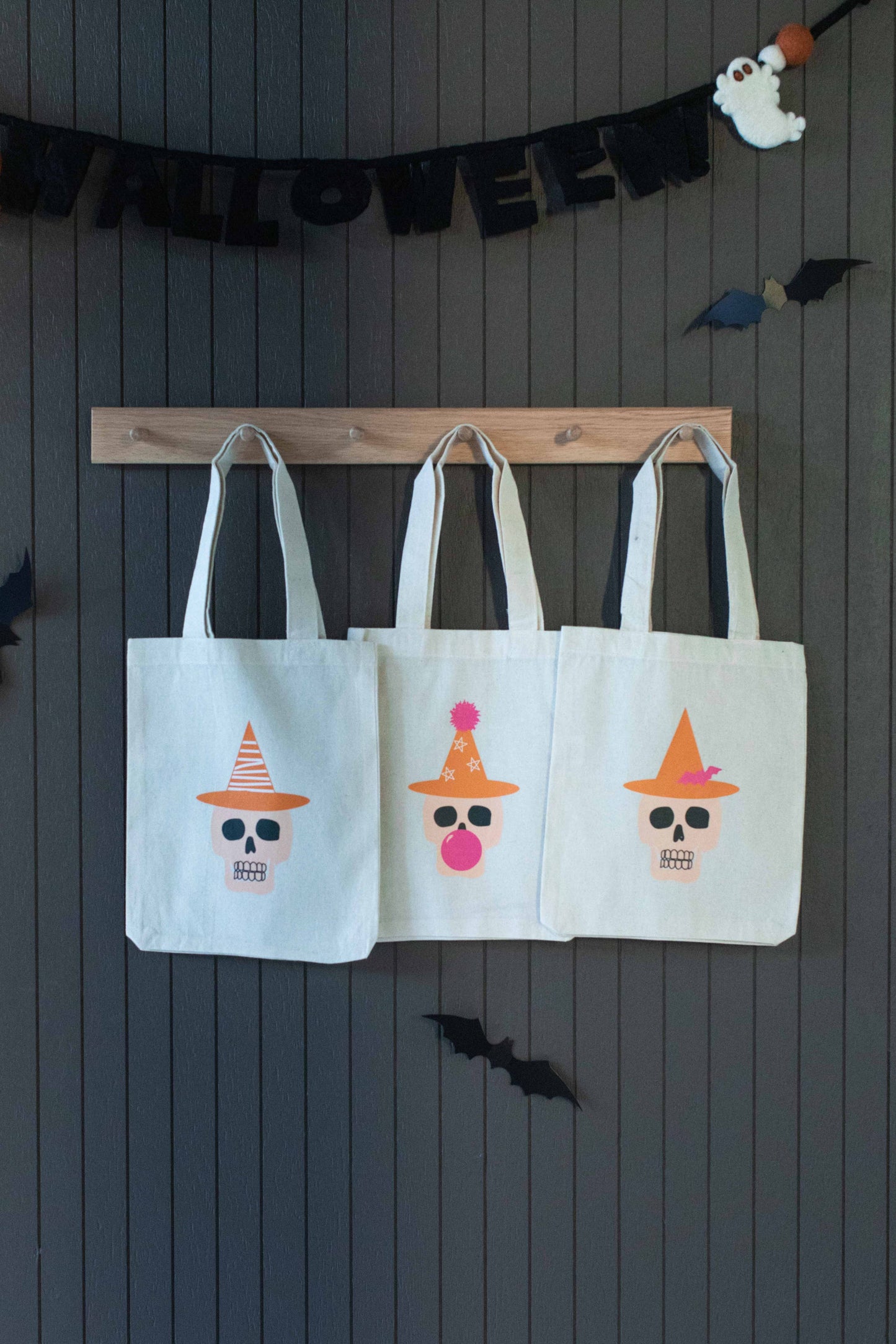 Halloween Kids Trick or Treat Tote Bag: Skull Hat