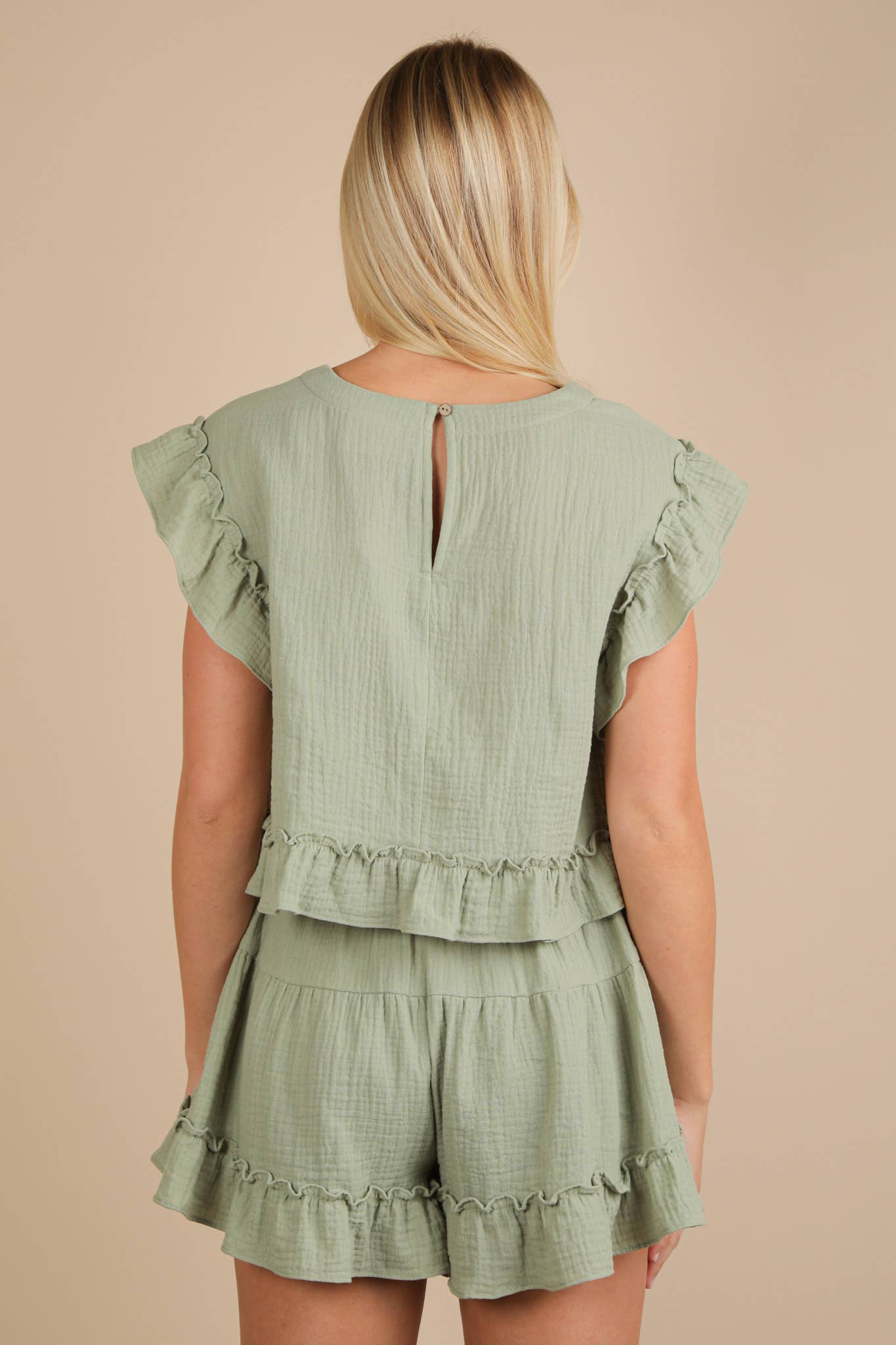 Ruffled Woven Top Set