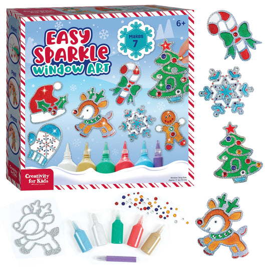 Holiday Easy Sparkle Window Art DIY Craft Kit for Kids