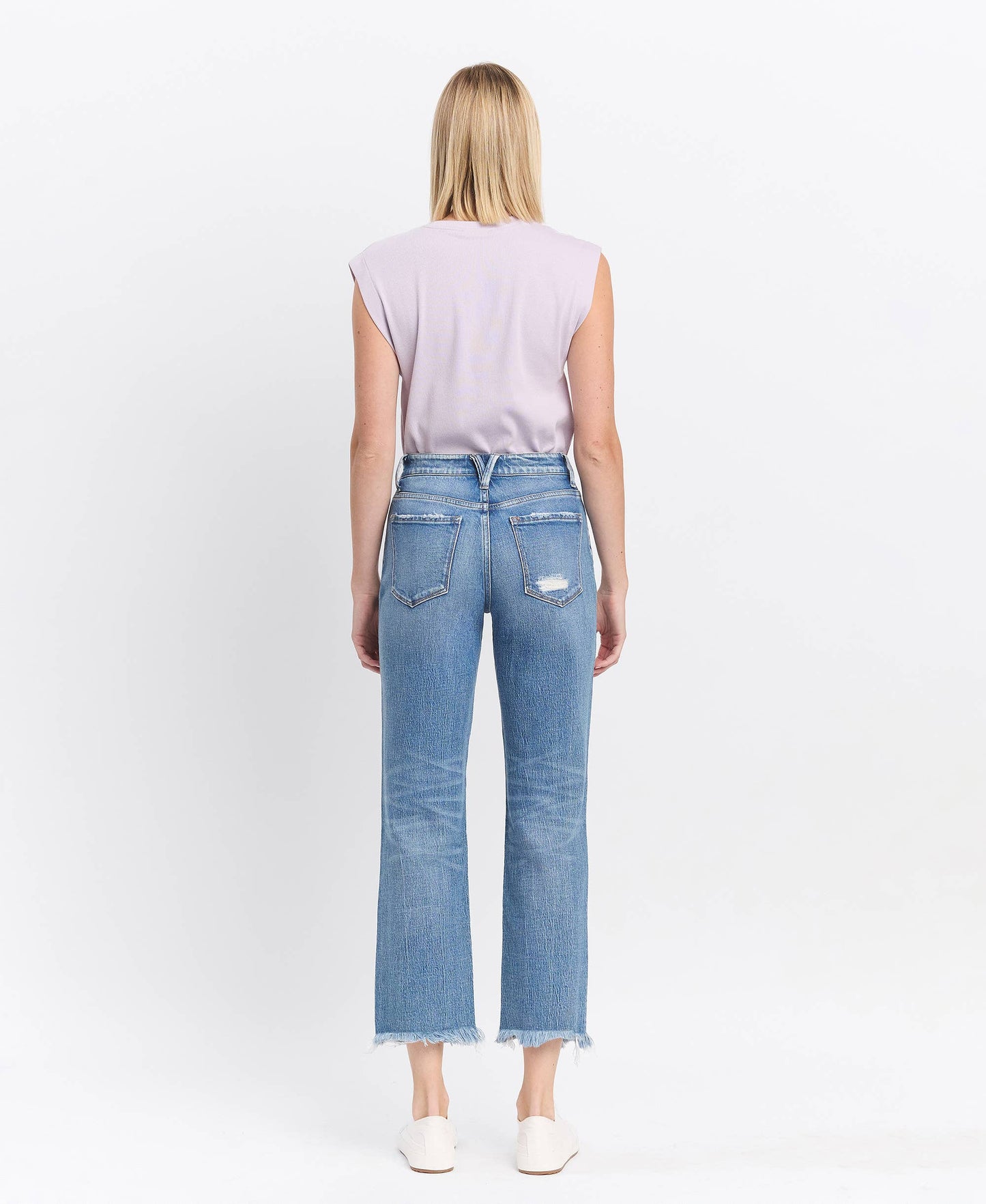 Victoria HIGH RISE FRAYED HEM STRAIGHT