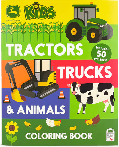 John Deere Kids Tractors, Trucks & Animals Coloring Book with Stickers