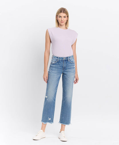 Victoria HIGH RISE FRAYED HEM STRAIGHT