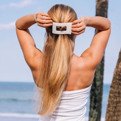 Square Flat Hair Clip | Large | Coconut White