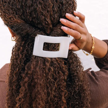 Square Flat Hair Clip | Medium | Coconut White