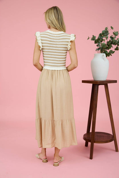 STRIPE SWEATER MIDI DRESS