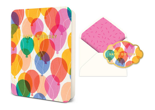 Happy Birthday Colorful Balloons Deluxe Greeting Card