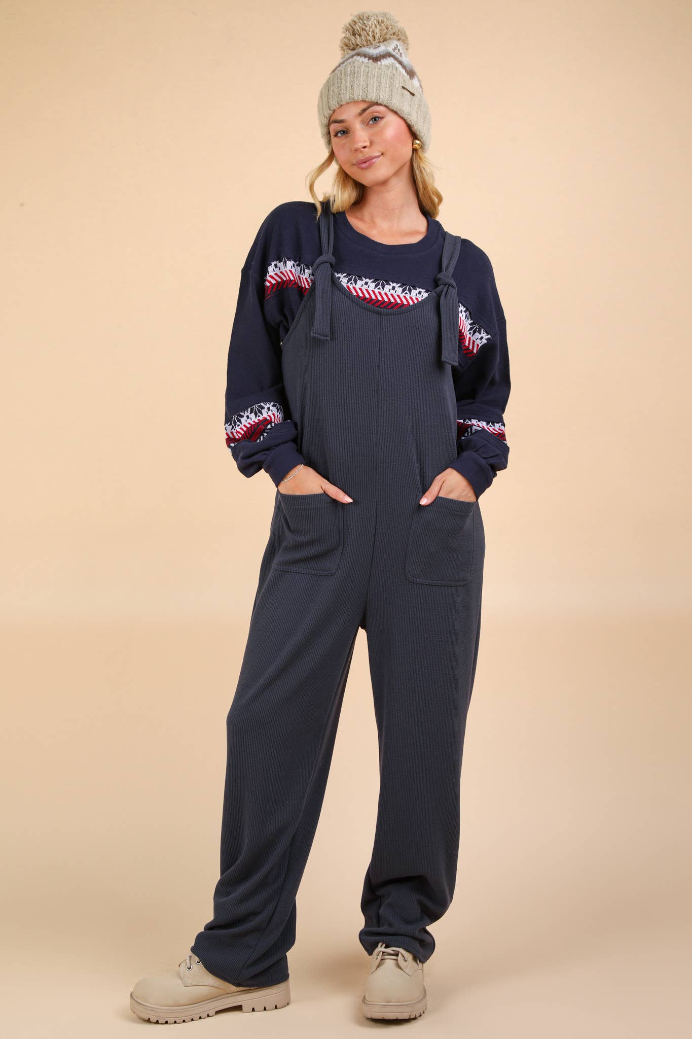 Knit Jumpsuit with Front Patch Pockets