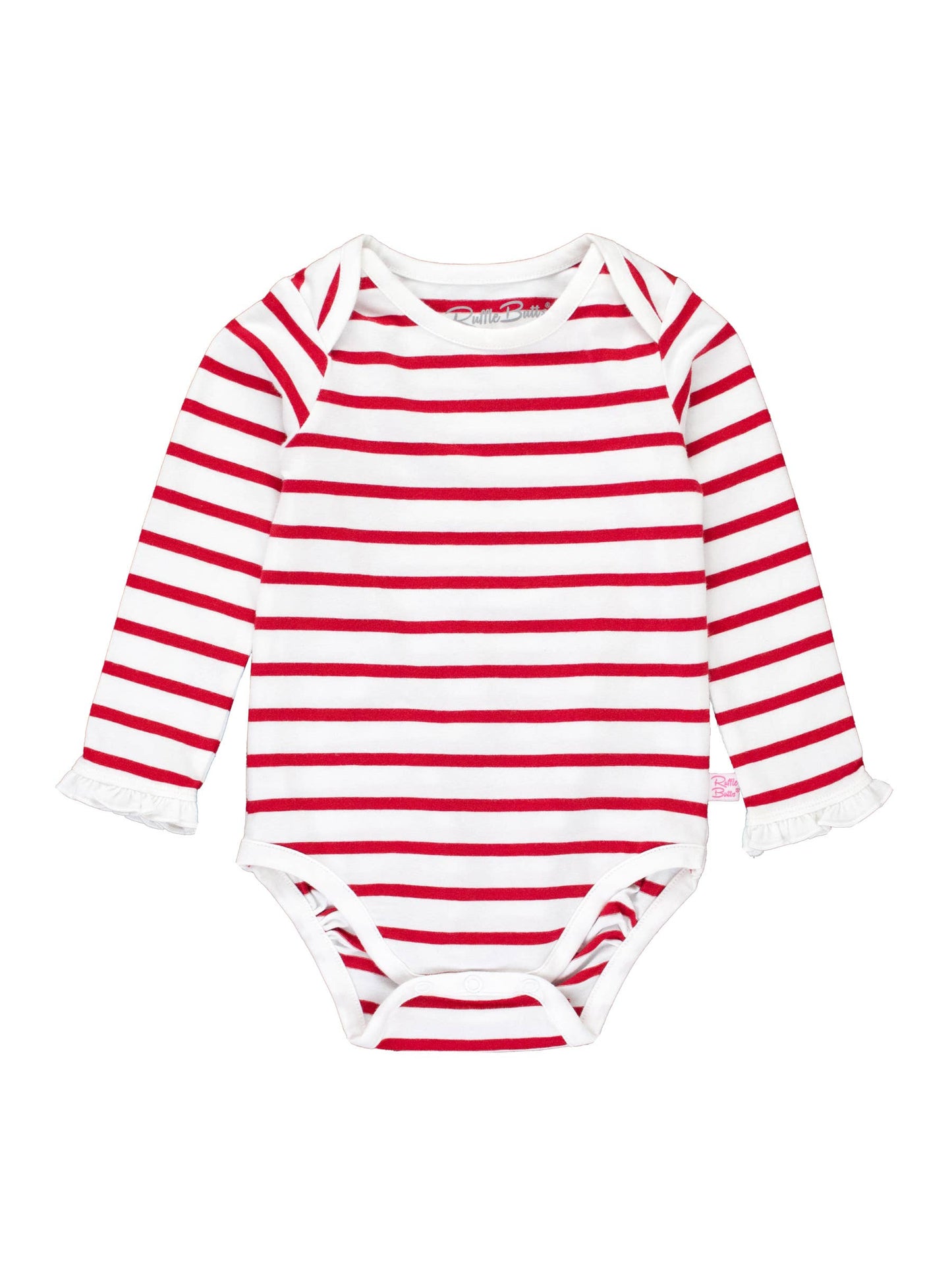 Red & White Stripe Knit Ruffle Bodysuit