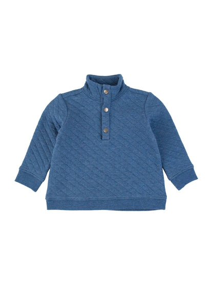 Heather Indigo Quilted Quarter Snap Sweatshirt