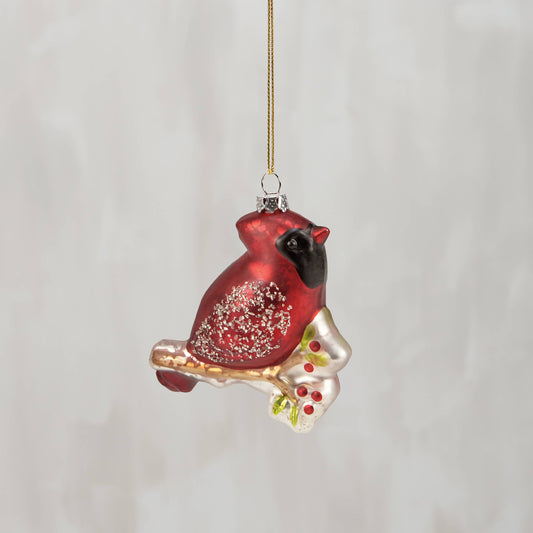 Glass Winter Cardinal Ornament