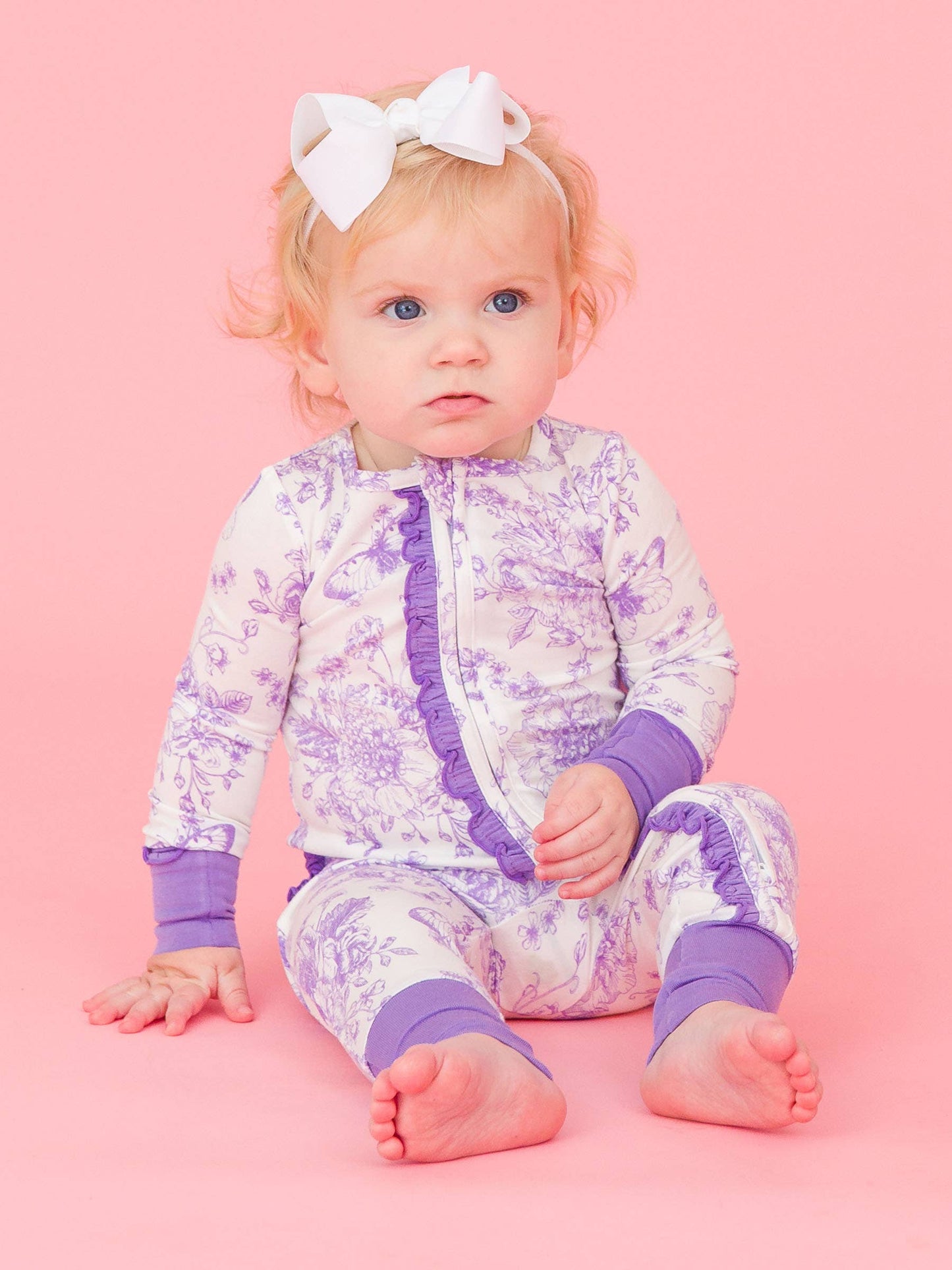 Butterfly Garden Toile Footie Pajama