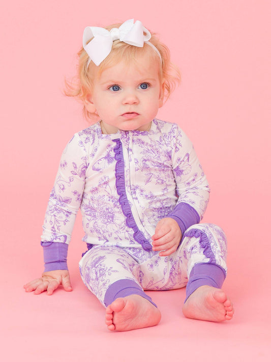 Butterfly Garden Toile Footie Pajama