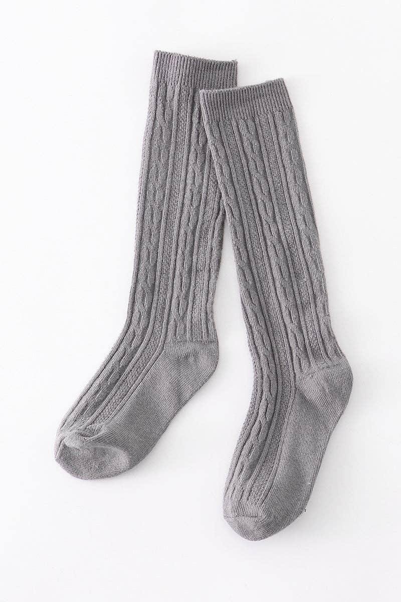 Gray knit knee high sock