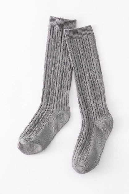 Gray knit knee high sock