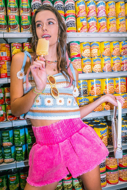 Hi-Waist Twill Shorts