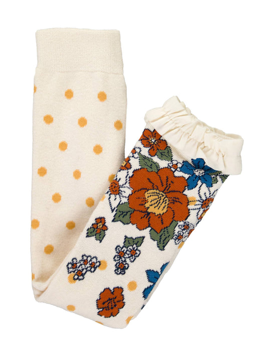 Harvest Floral Patterned Footless Ruffle Tights