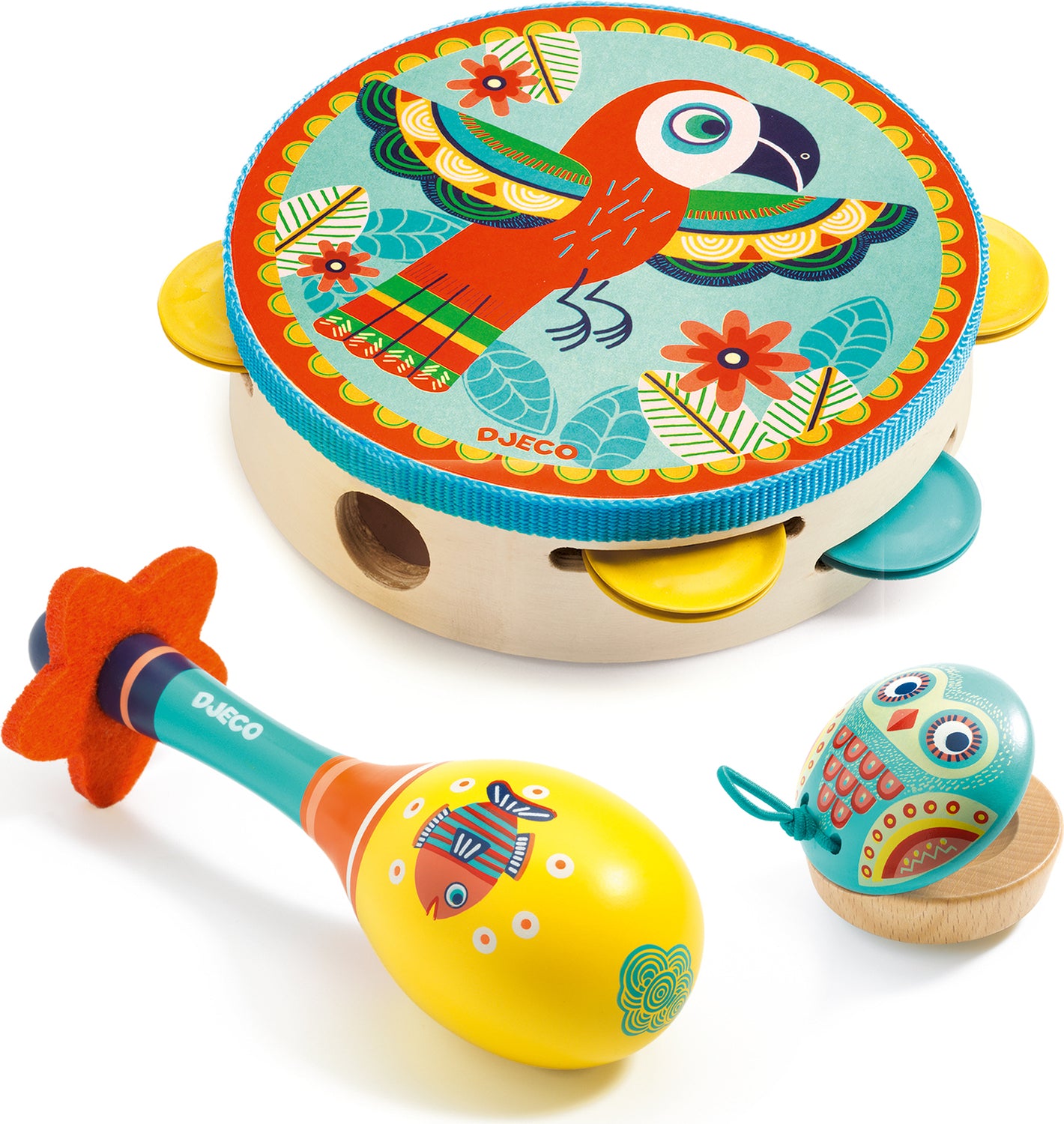 Animambo Set of 3 Instruments: Tambourine - Maracas - Castanet