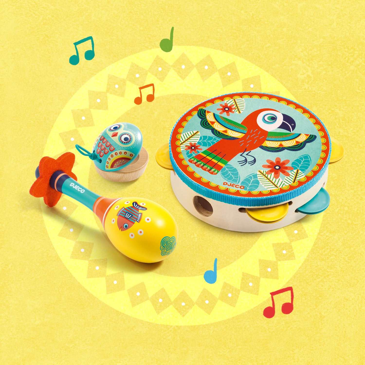 Animambo Set of 3 Instruments: Tambourine - Maracas - Castanet