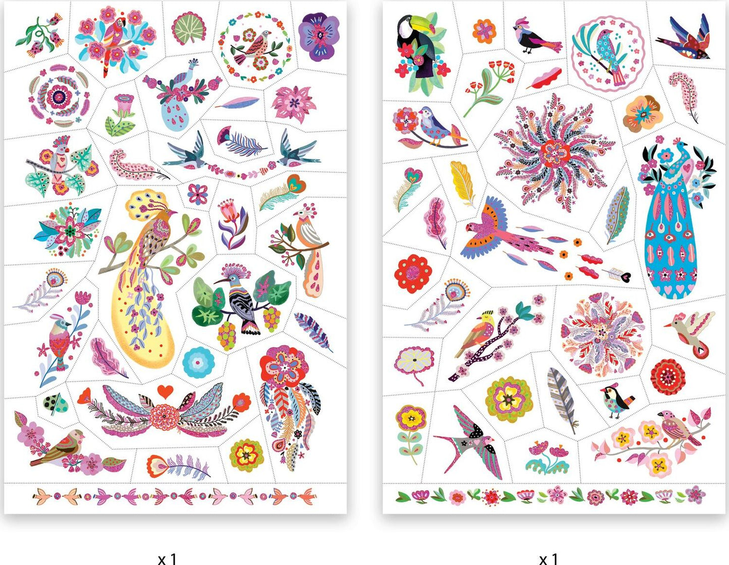 Bright Birds Temporary Tattoos