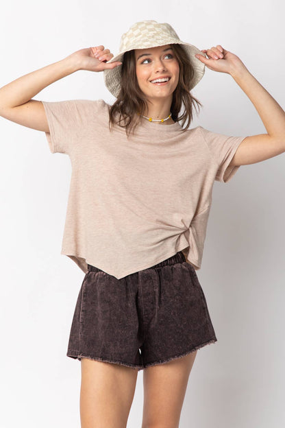 Hi-Waist Twill Shorts