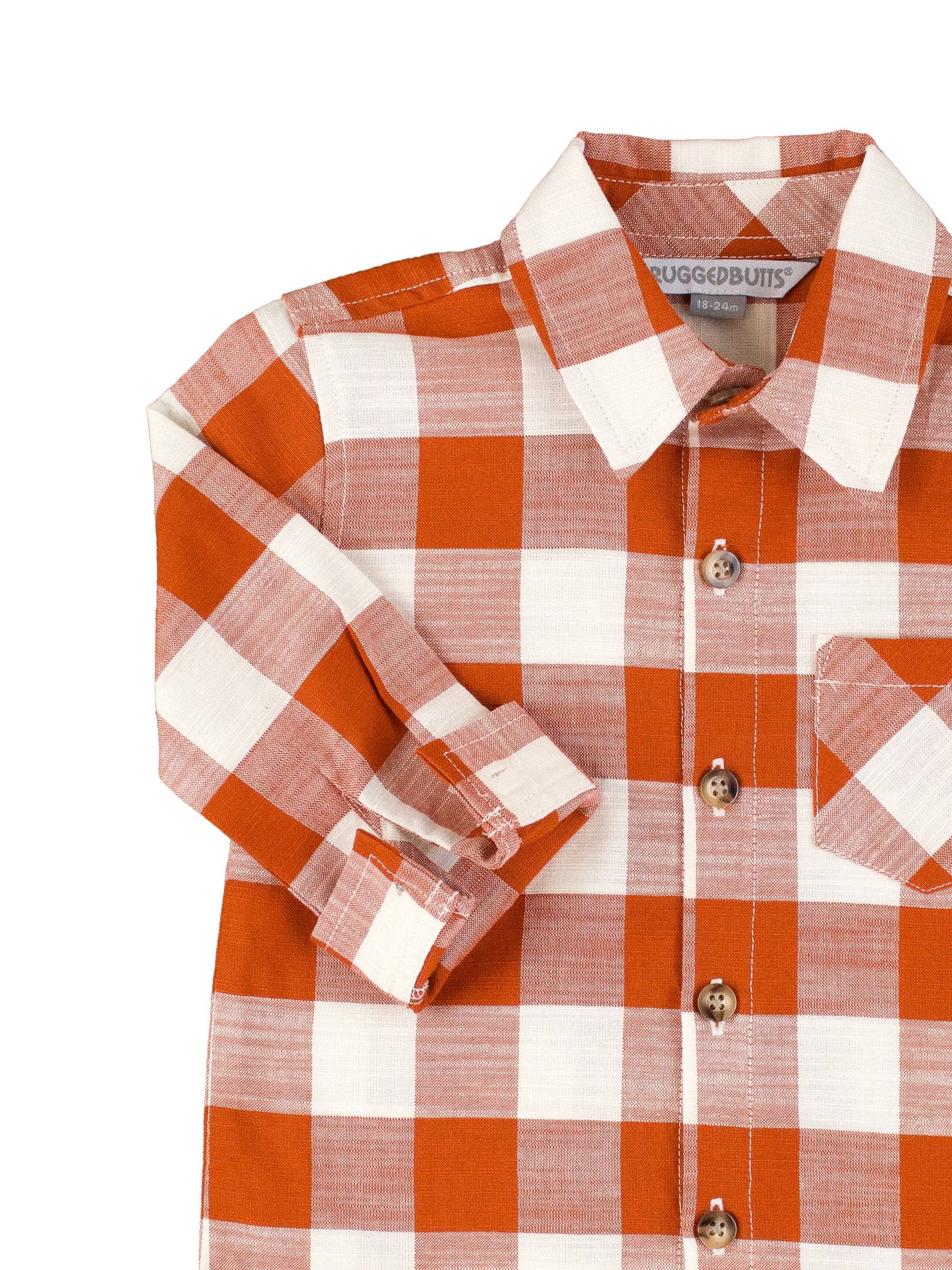 Rust Plaid Button Down Shirt