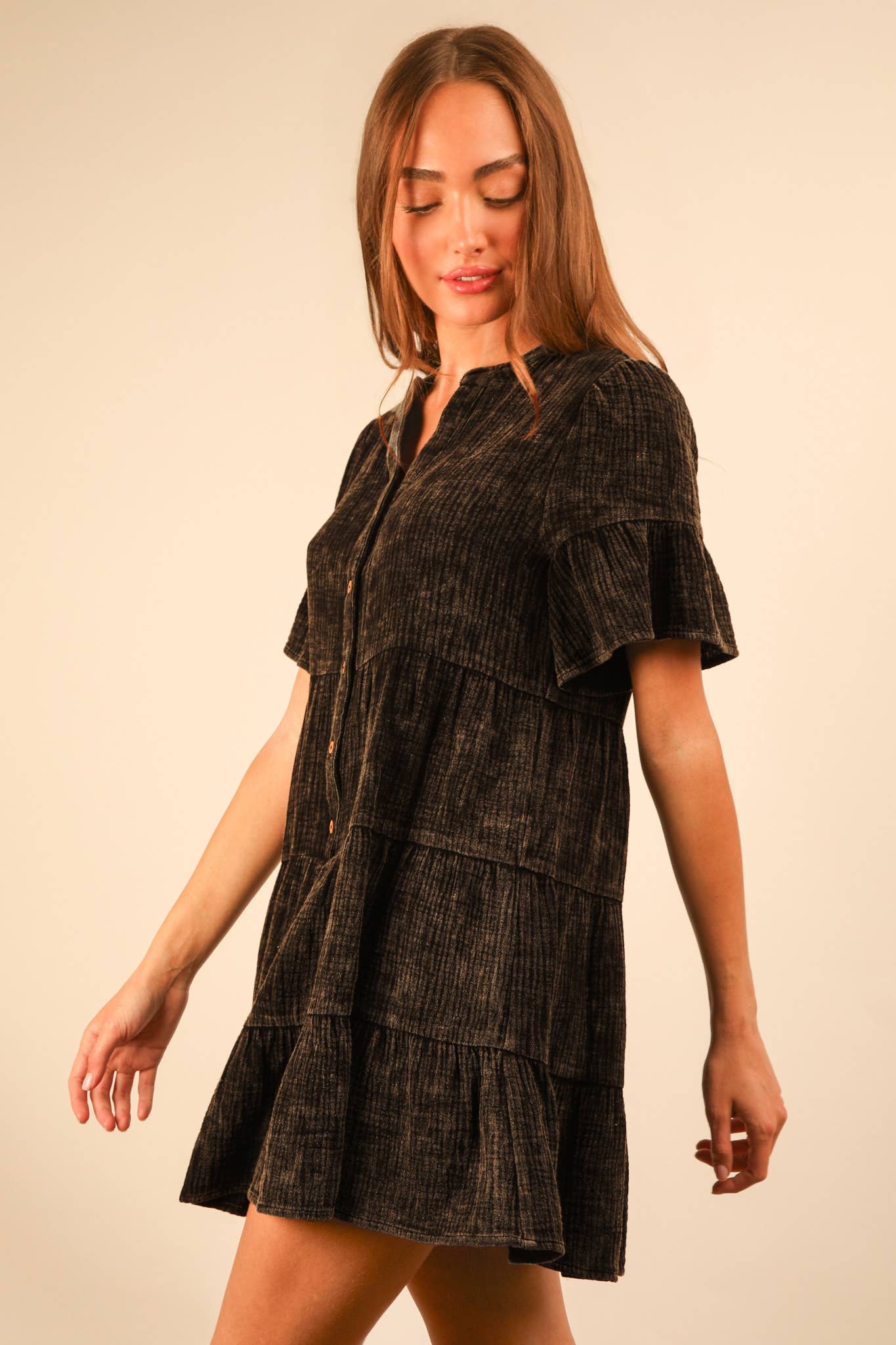 Bell Sleeve Woven Mini Dress