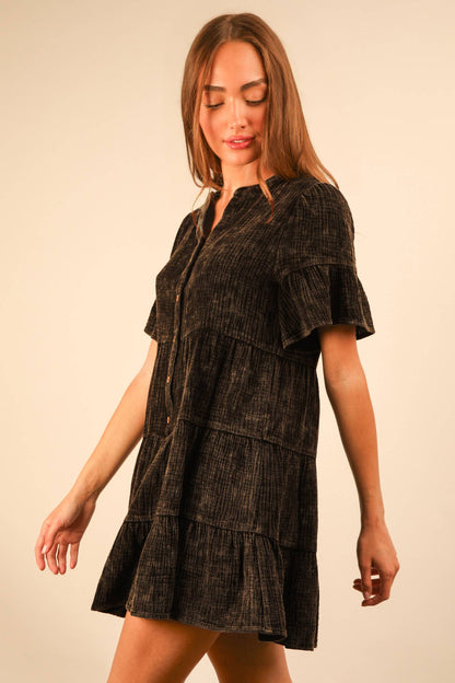 Bell Sleeve Woven Mini Dress