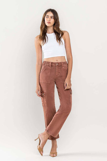 Dixie HIGH RISE PATCH POCKET CARGO STRAIGHT JEANS