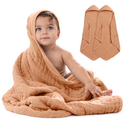 Baby Hooded Towels 6 Layer Muslin Cotton Towel for Kids