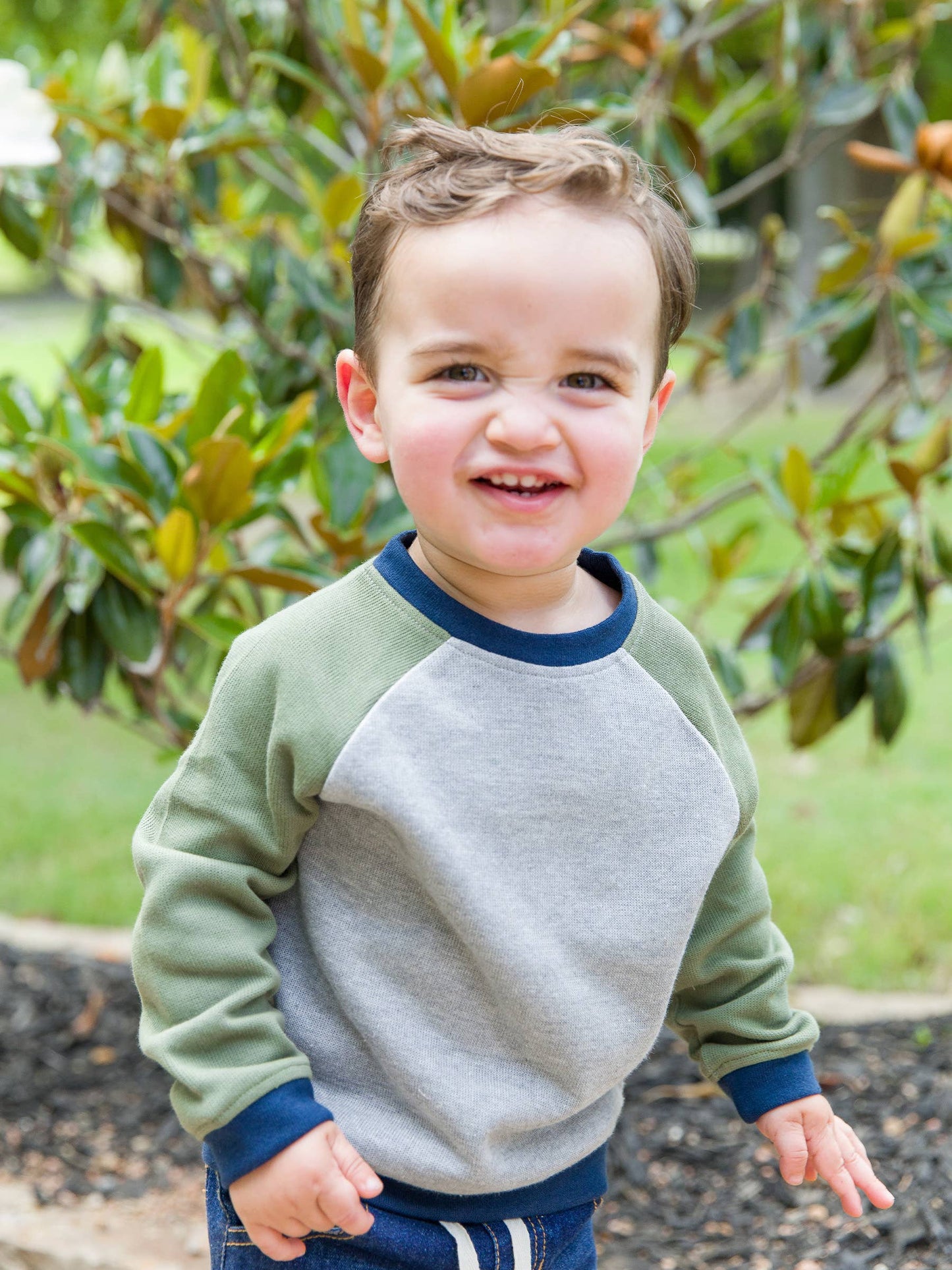 Heather Gray Color Block Knit Raglan Sweatshirt