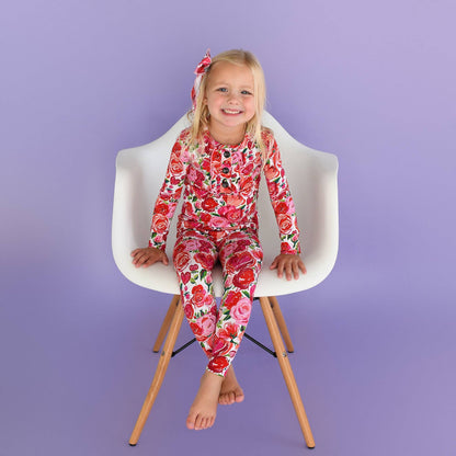 Rose Ruffle Two Piece Bamboo Toddler Outfit