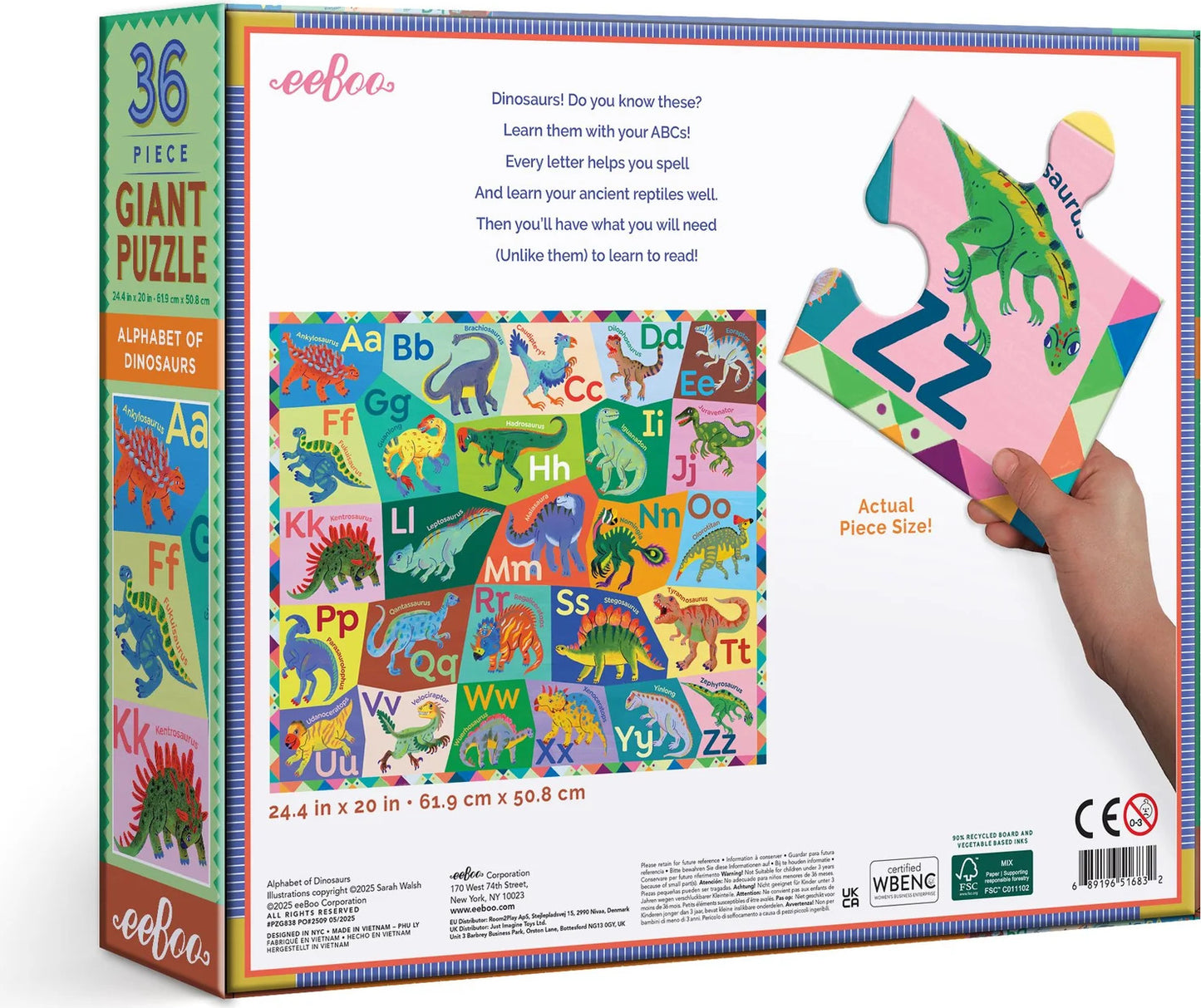 Alphabet of Dinosaurs 36 Piece Giant Puzzle