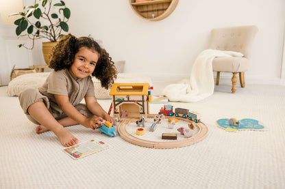 Farm Play World with Wooden Train Tracks