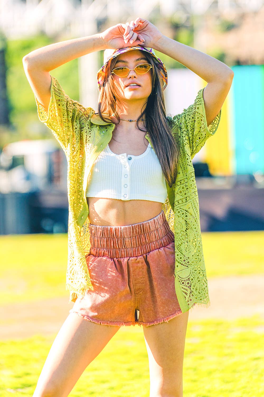Hi-Waist Twill Shorts