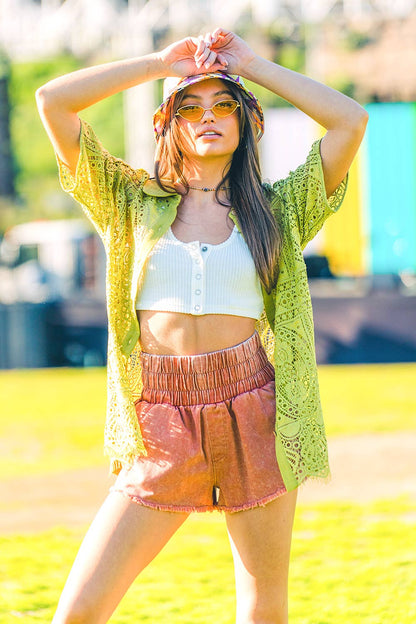 Hi-Waist Twill Shorts