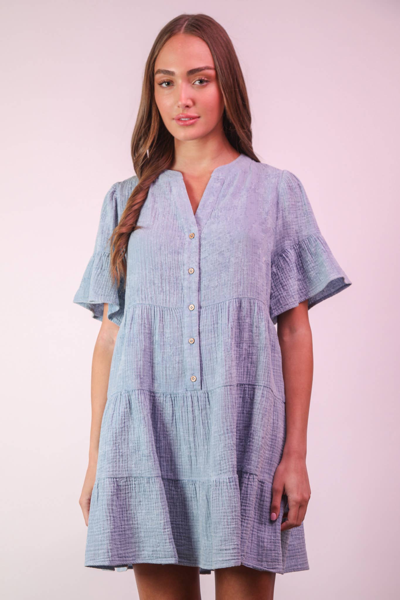 Bell Sleeve Woven Mini Dress