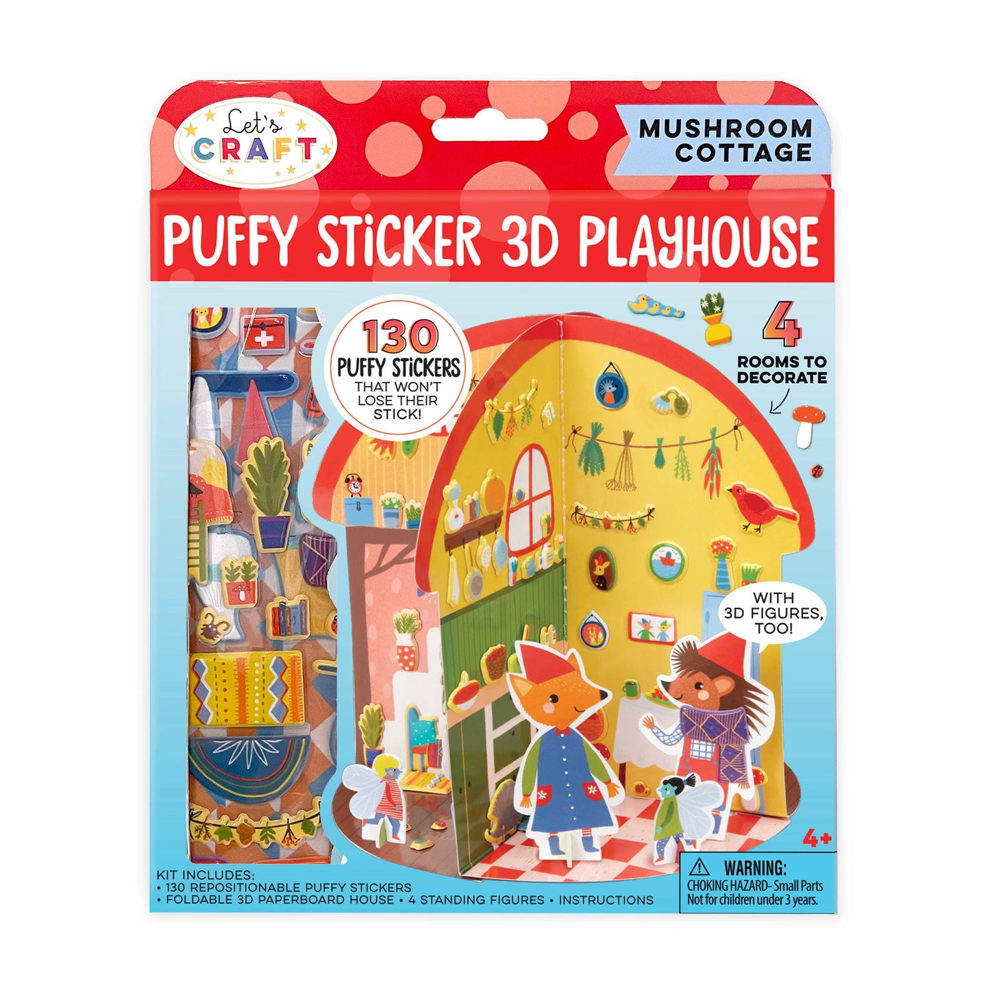 Mushroom Cottage Puffy Sticker 3D Playhouse