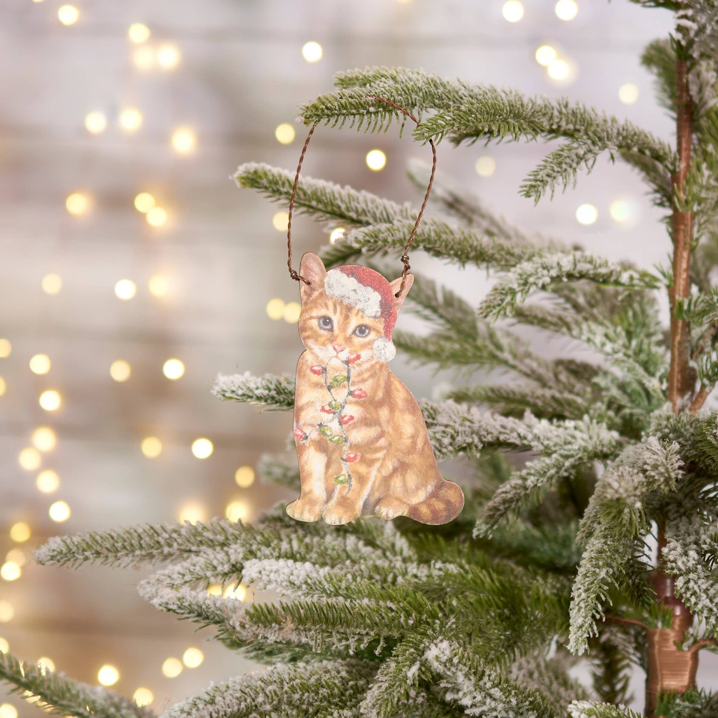 Orange Cat Santa Ornament