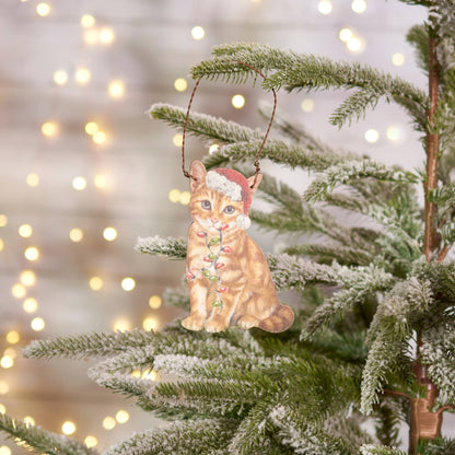 Orange Cat Santa Ornament