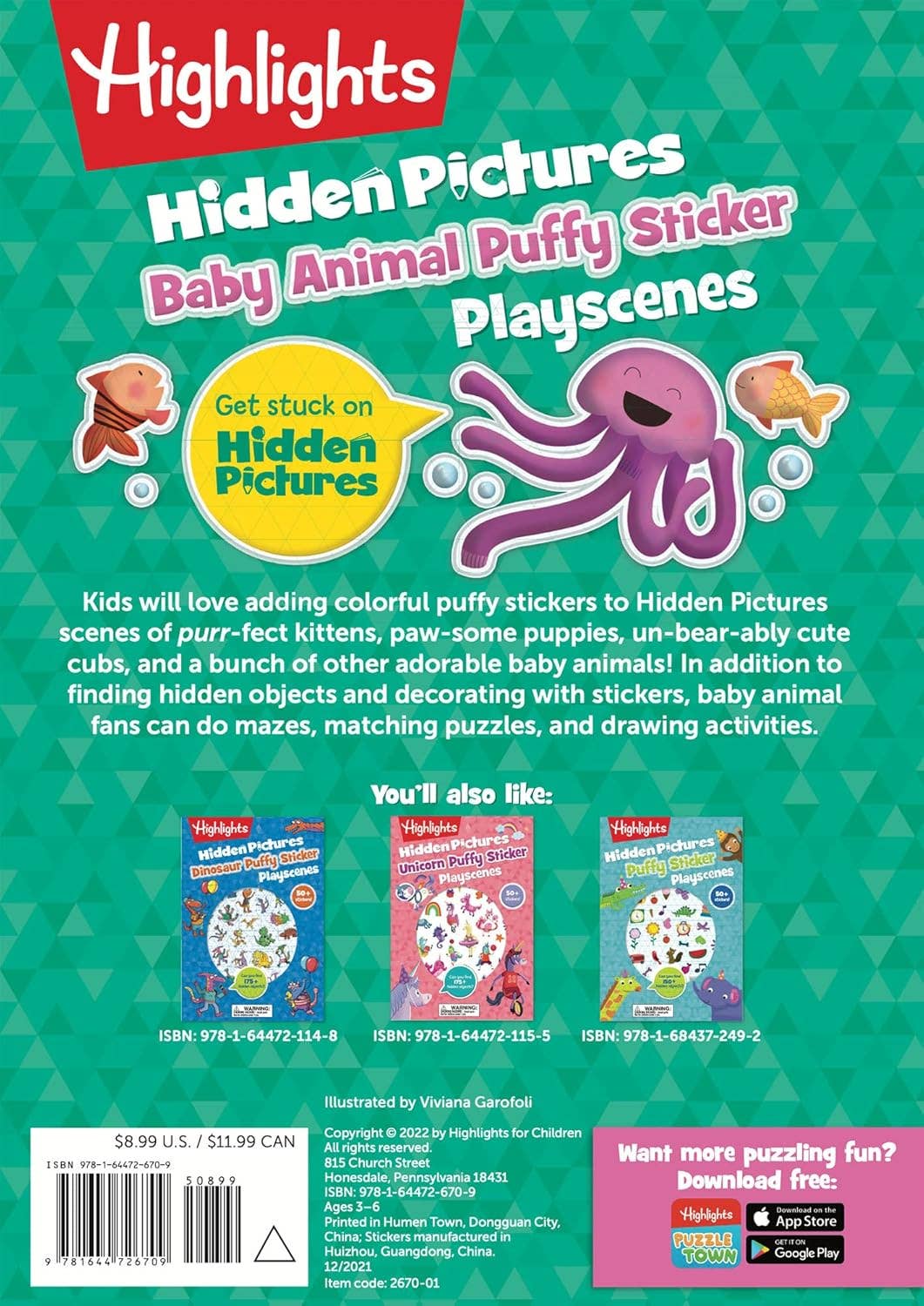 Baby Animal Hidden Pictures Puffy Sticker Playscenes