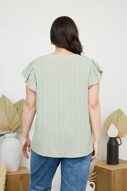 PL LACE TRIM CRINKLE BLOUSE