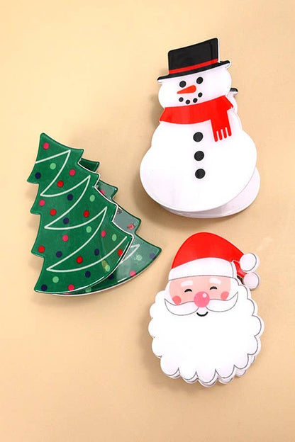 CHRISTMAS TREE SANTA SNOWMAN HAIR CLAW CLIPS