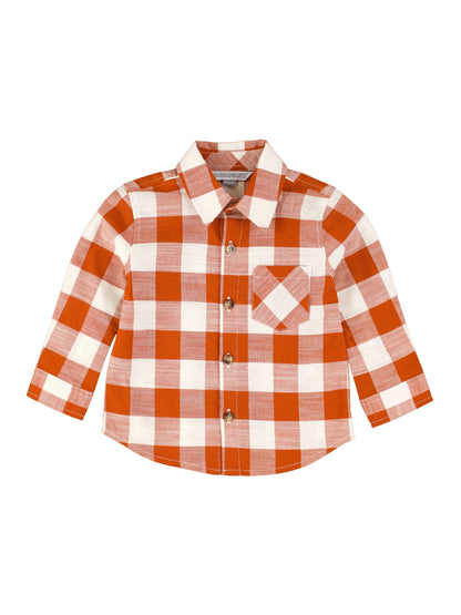 Rust Plaid Button Down Shirt