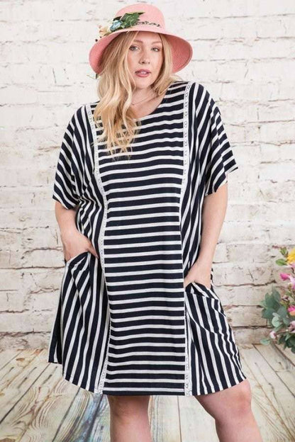 PL STRIPED DOLMAN DRESS