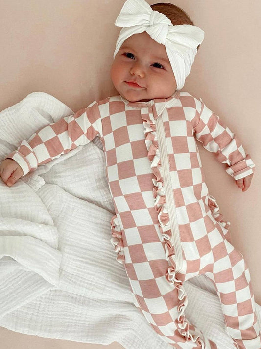Strawberry Shortcake Checkerboard Frill Zip Footie